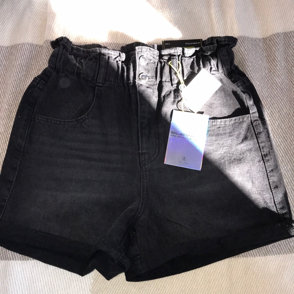 black high rise mom shorts